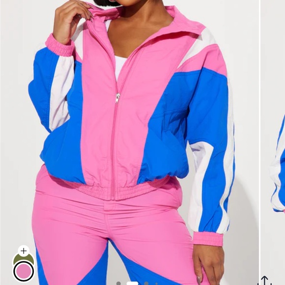 Fashion Nova Colorblock Pink and Blue Brooklyn Windbreaker - Picture 1 of 4